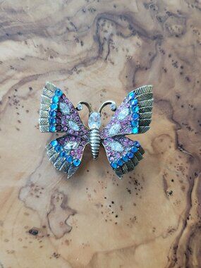 Vintage Sterling & Rhinestone Butterfly Brooch by Jomaz